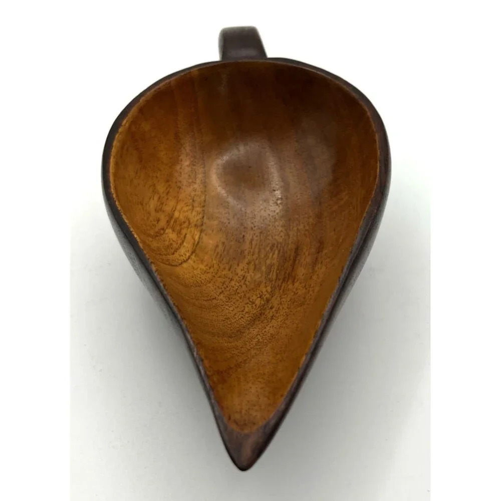 Vtg Hand Carved Teardrop Shape Rustic Wooden Serving Scoop Kitchen Decor